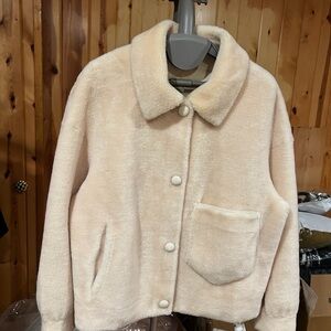 Elegant Cream Teddy 100% wool Jacket for Women